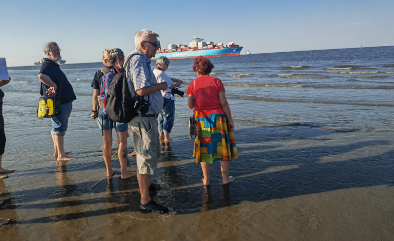 Wattwanderung in Cuxhaven am Flutsaum der Nordsee 44 Wattwanderung Nationalpark Hamburgisches Wattenmeer