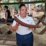 Spaziergang im „Urwald“ Vallée de Mai auf der Insel Praslin 26 Vallee de Mai 115 maennliche Pflanze