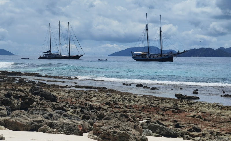 Ausflug zur Vogelinsel Aride auf den Seychellen 62 Sea Star und Sea Pearl vor Aride