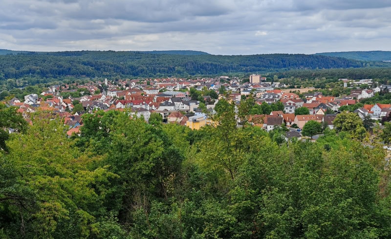 Wandern auf dem Fränkischen Rotwein-Wanderweg in Churfranken 46 Fränkischer Rotweinwanderweg, Blick auf Erlenbach